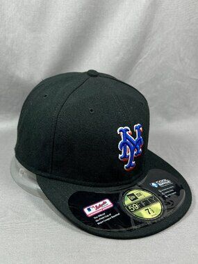 New York Mets New Era 59fifty Hat Fitted 7 1/2 Alternate Black On Field Cap Mens